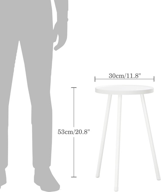 bijzettafel voor bank, dranktafel, miniruunder tafel, salontafel, snacktafel voor kleine ruimtes, woonkamer, slaapkamer, sofa LET520W (wit) — afbeelding 2