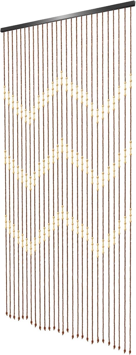 27 strengen bamboe- en houten kralengordijn, 90 cm/175 cm, deurgordijn van houten kralen, retro Boheemse stijl, houten kralengordijn, ruimteverdeler van hout, hangend boho-kralengordijn