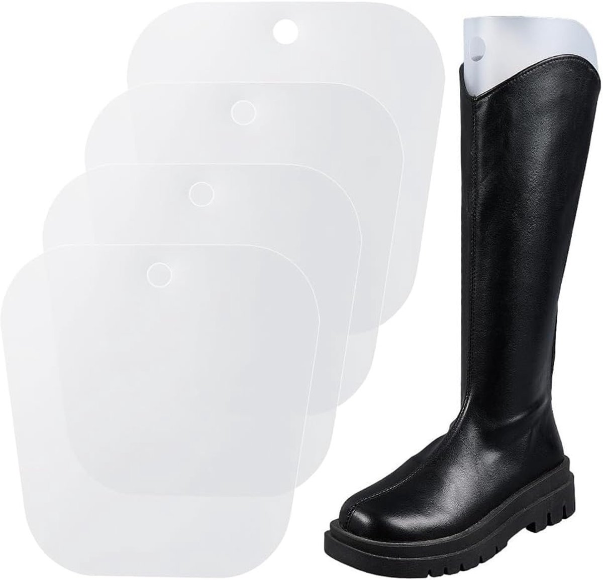 255MM 4Pcs Boot Shaper Witte Inzetstukken Vorm Plastic Herbruikbare Vulhouder Standaard Steun Inzetstuk Vormhouder Doorzichtige Stays Stuffer Forms Keeper Saver Set voor opslag Dames Mannen