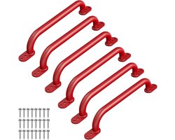 Grab Rail Bar, 43 cm Kids Metalen Leuning Zwarte Trap Handrail 6 stks Gehandicapten Ouderen Veiligheid Grab Bar voor Indoor Outdoor Speeltuin/Douches/Bad/Toilet/Stapelbed, Platte Base/Rood
