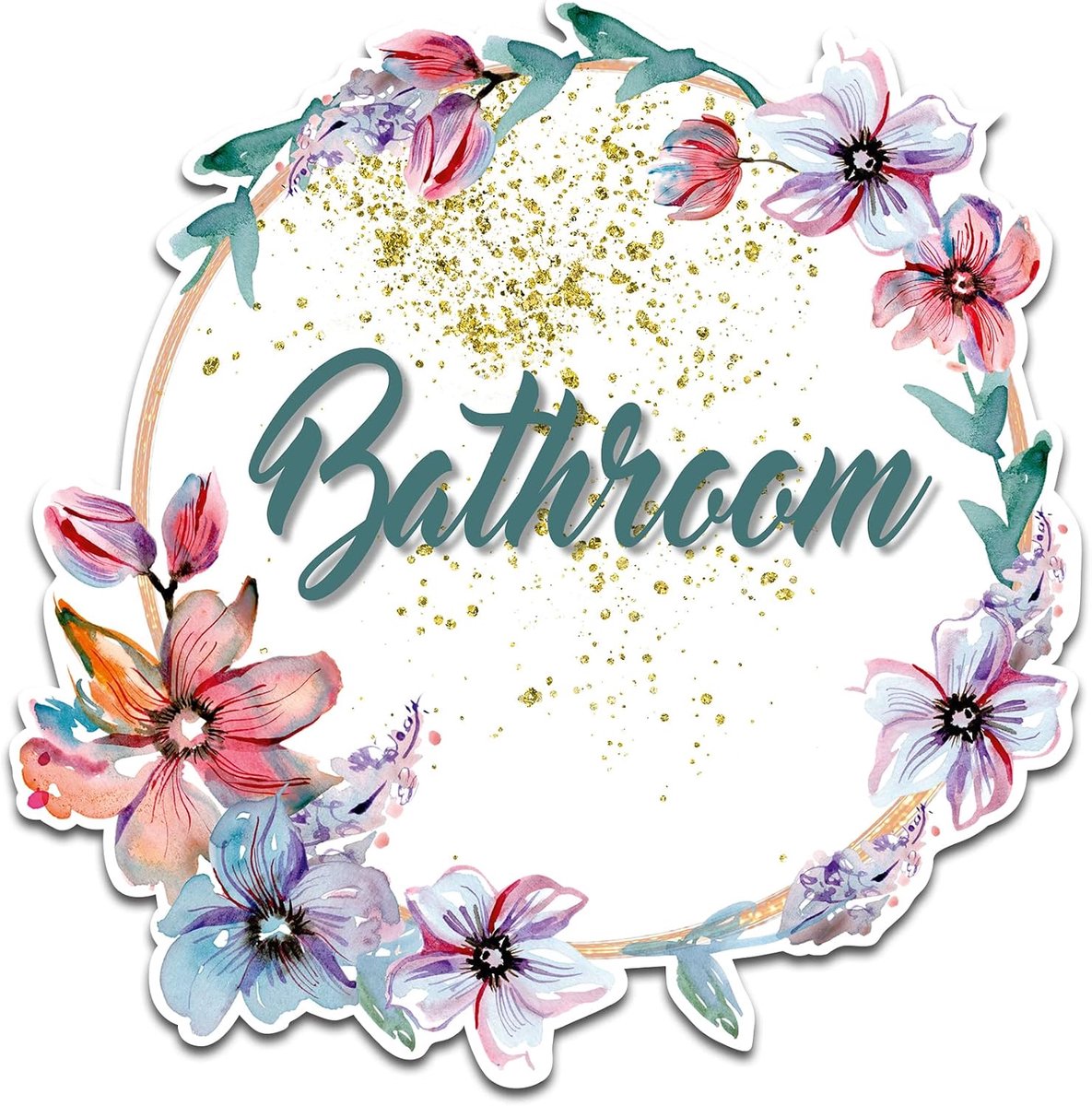 Sticker deursticker voor toilet badkamer deur toilet deco sticker met bloemenmotief muursticker muursticker zelfklevend Y066 (08 Bathroom)