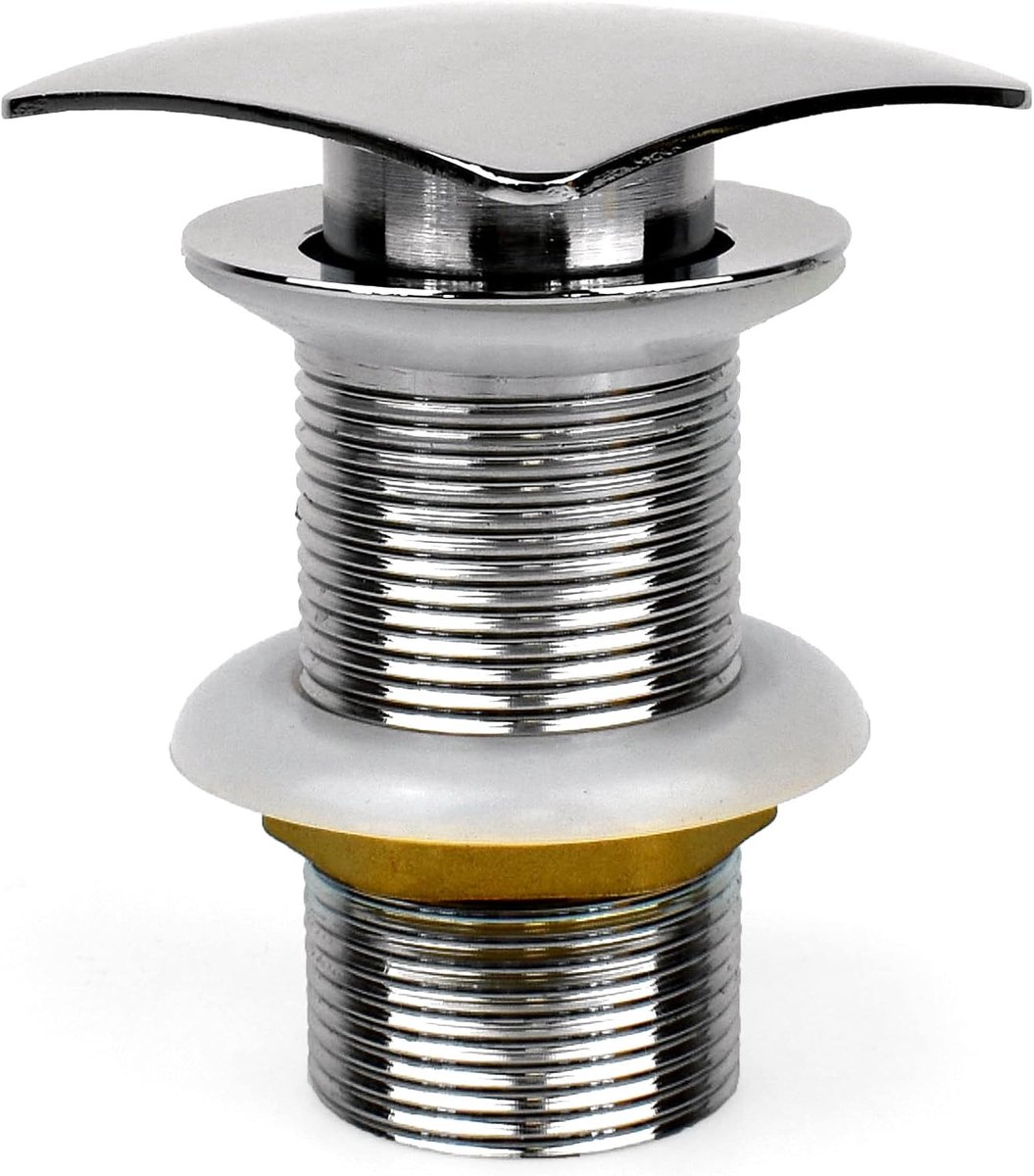 Unslotted Click Clack Chrome Basin Pop Up Waste - Massief Messing Constructie (Unsleuf/Vierkant Vorm)