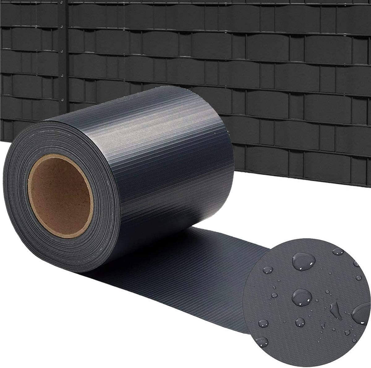 PVC zichtwerende strips tuinfolie windscherm, 450 g/m² PVC Extra Dikke Zichtbeschermingsfolie voor dubbele staafmatten, ondoorzichtig, inkijkbescherming, Antraciet, 35m x 19cm