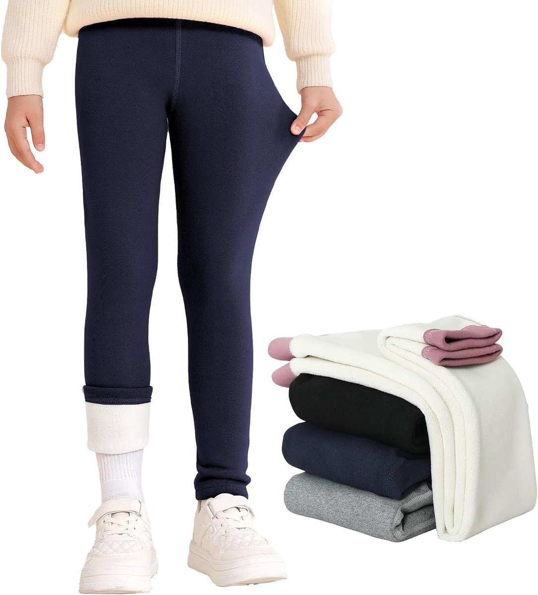 Leggings voor meisjes, katoen, dikke gevoerde thermische leggings voor kinderen, warm, winter, lange broek, maat 110-170