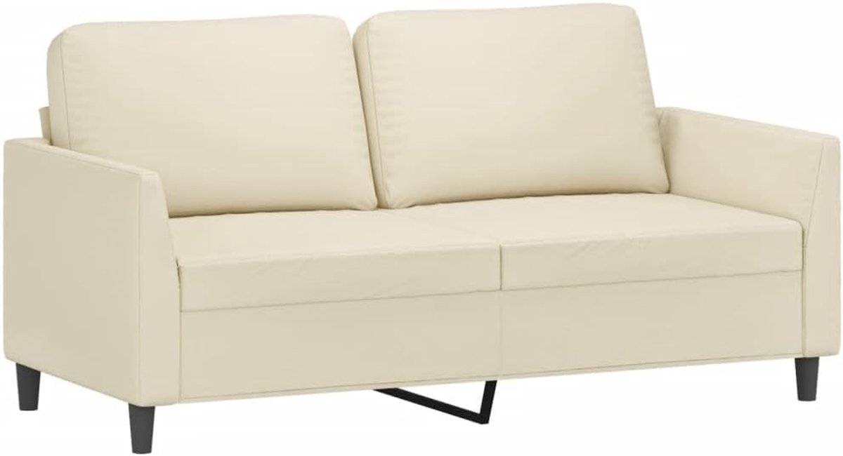 2-zitsbank, crème, 140 cm, kunstleer, woonkamer, slaapkamer, logeerkamer