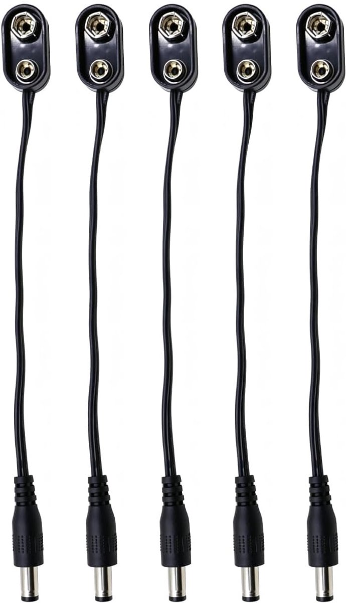 5 stuks 9 volt batterijclip netsnoer voor gitaar-single-effectpedalen, externe voeding