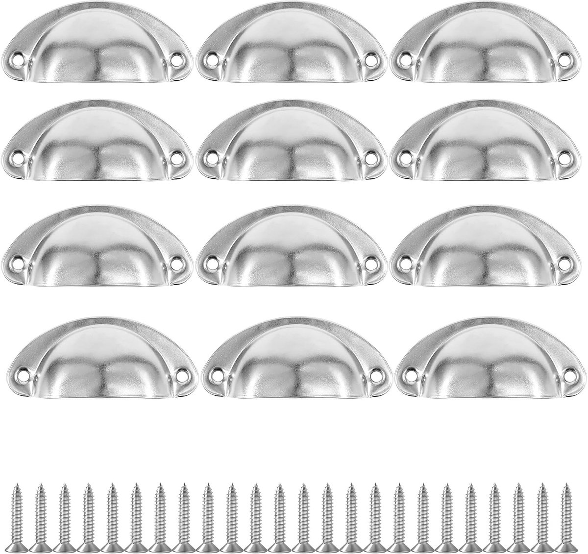 12 stuks schelp beker handvat deur lade borst halfronde handgreep vintage lade trekgrepen (zilver)