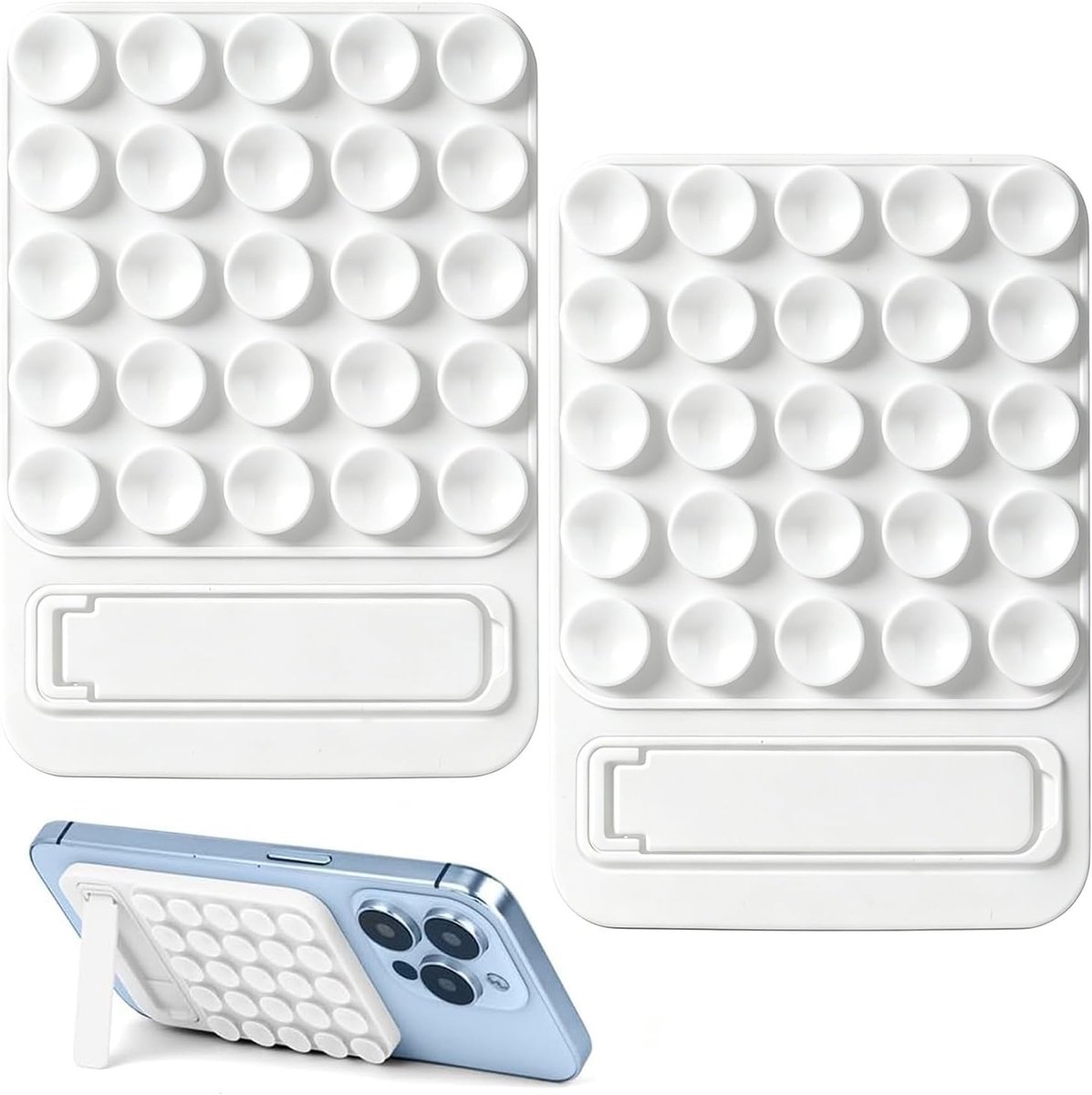2 stuks witte dubbelzijdige siliconen zuignap telefoonhouder, universele telefoonhouder met zuignap, handsfree, kleverige telefoonhouder voor badkamer, keuken, spiegel, fitness en