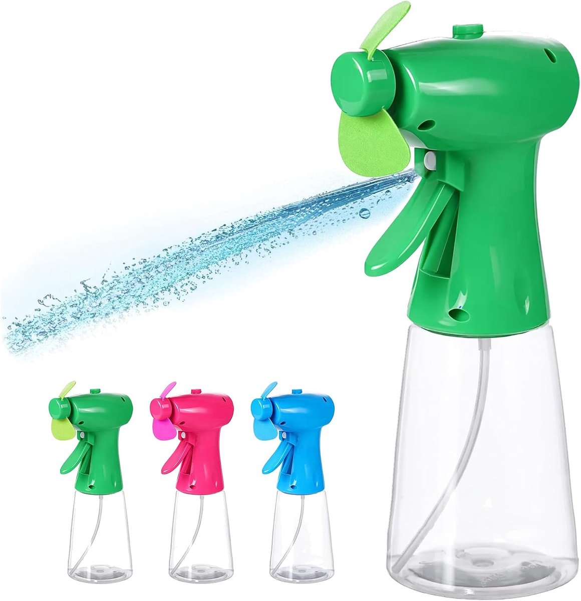 Handventilator met water, mini-handventilator en spuitfles (groen)