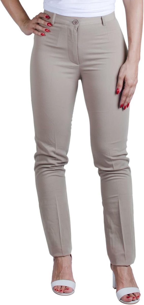 Damesbroek met Effen Print. Skinny Mid-waist Elegante Broek Geschikt voor Werk, Kantoor, Serveerster, Klerk. (93% polyester - 7% elastaan)