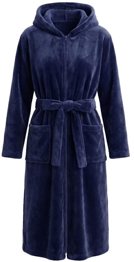 Badjas dames met rits en capuchon - Charlie Choe - 3 kleuren-xl-blauw