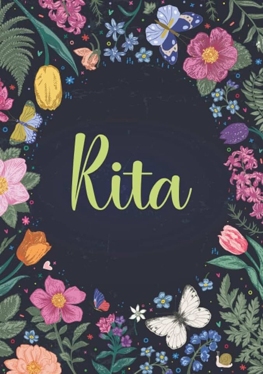Taccuino A5 | Nome personalizzato Rita | Regalo di compleanno per moglie mamma sorella figlia ... | Design: primavera e farfalle | 120 pagine a righe, piccolo formato A5 (14.8 x 21 cm)