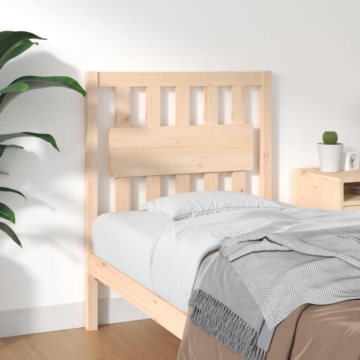Grenen hoofdeinde 80,5 x 4 x 100 cm rustiek design voor bedframe natuurlijke houtlook rugsteun