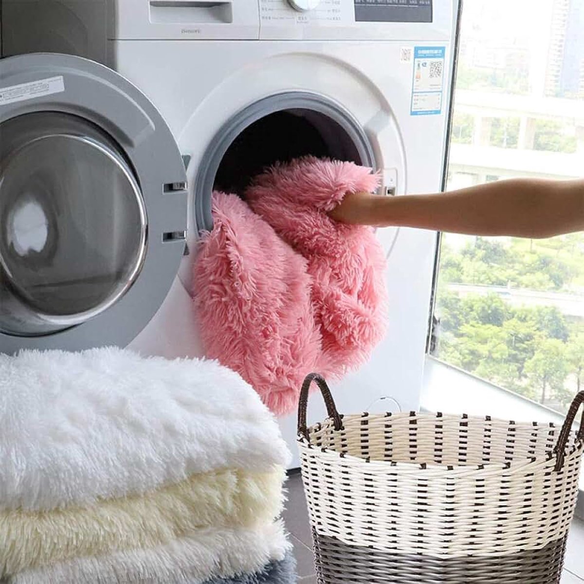Reisformaat-Superzacht Fluffy Warm Effen Bed Gooit voor Sofa Microfiber Deken-lichtroze_80 * 120 cm