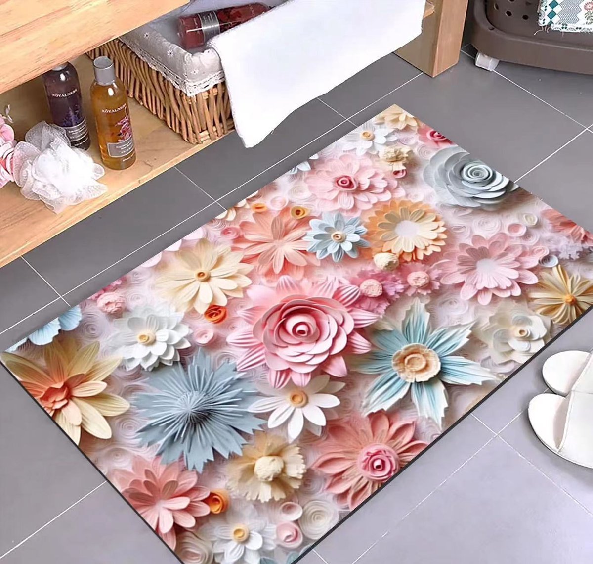 Badkamermat - Bedrukte mat van diatomeeënaarde - Zacht, sneldrogend, absorberend, antislip - 50 x 80 cm - Verkrijgbaar in diverse kleuren