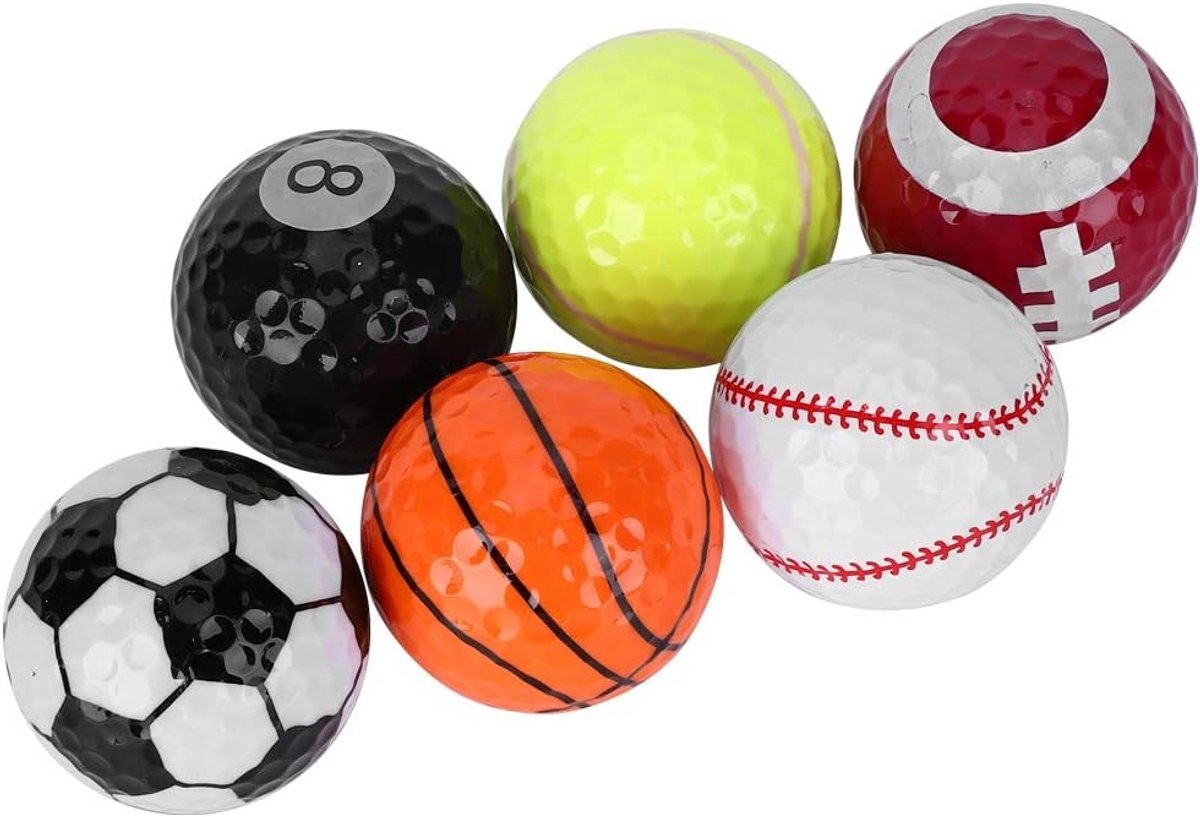 Oefenballen, minigolfballen Lichtgewicht heldere kleur 6st voor wedstrijdtraining