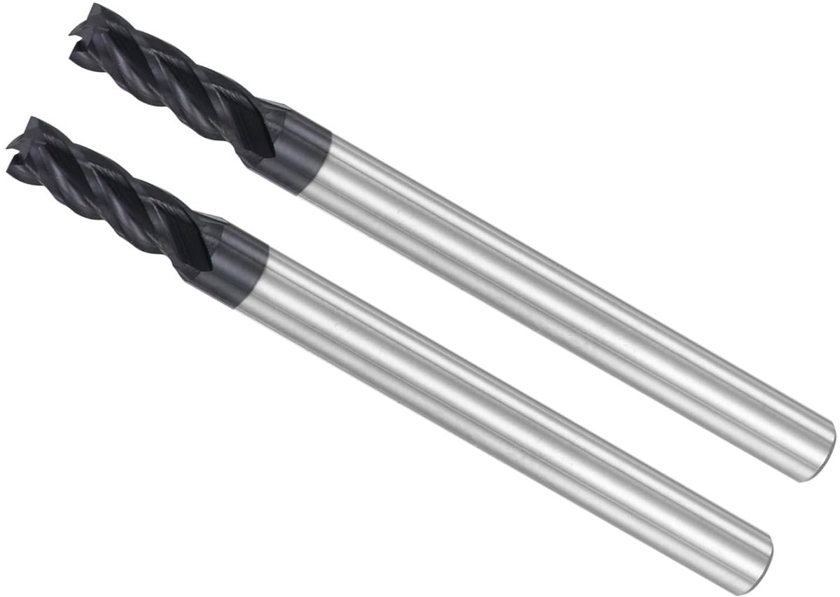 Vierkante neusfrees, 3,5 mm x 10 mm, snede 4 mm schacht, AlTiN gecoat P05 hardmetaal, 4 groeven, CNC-freesboor - (voor het frezen van roestvrij staal en gehard staal), 2 stuks