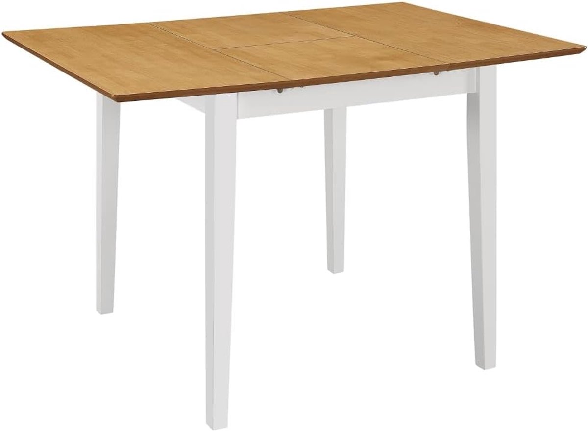 Rubberwood MDF verlengbaar eettafel wit bruin 80x120x80x74 cm