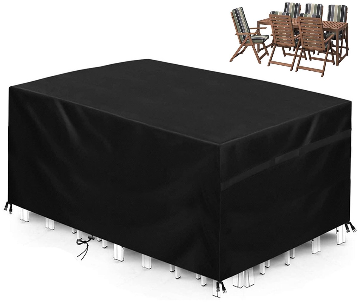 Famanu Tuinmeubelhoes, 420D Oxford afdekzeil, tuinmeubelen, waterdicht, winterbestendig, uv-bescherming, beschermhoes voor tuinmeubelen, 200 x 160 x 70 cm wit
