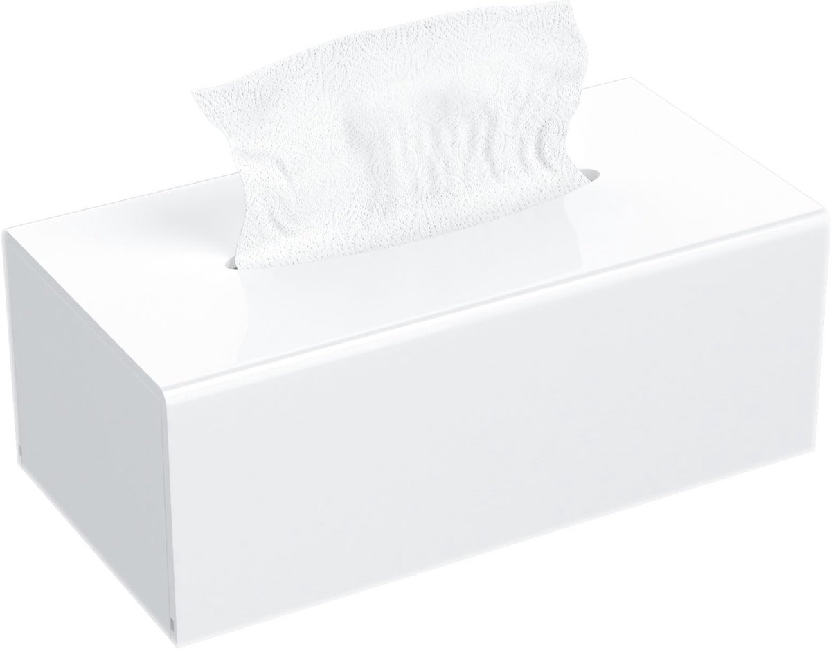 Famanu Acryl cosmeticadoekjesbox: 25 × 13 × 9 cm witte doekjesbox met magnetische afdekking voor eetkamer, badkamer, slaapkamer, kantoor, salontafel, auto
