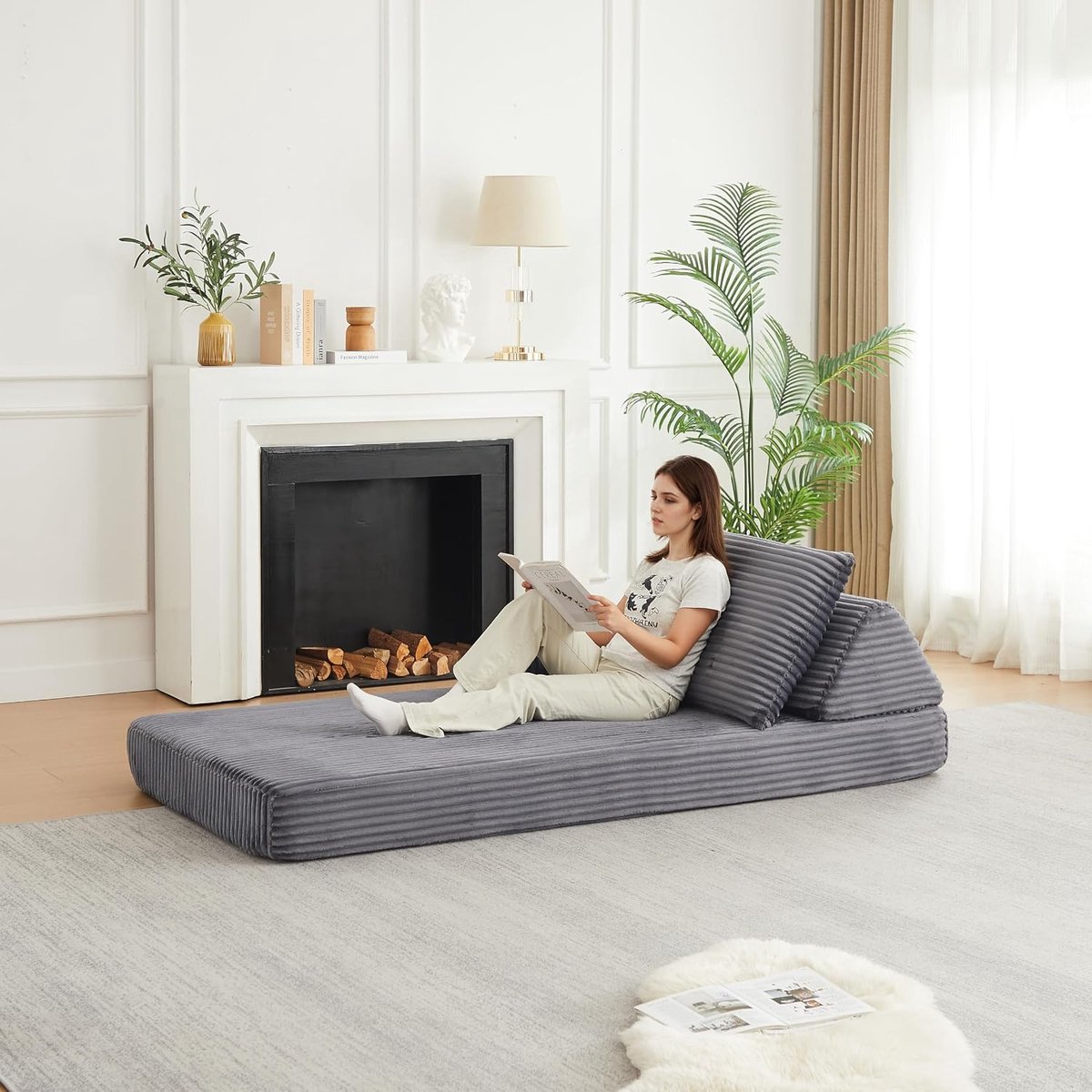 211 cm lange, modern vormgegeven, vrij combineerbare corduroy bank met driehoekige rugleuningen, afneembare armleuningen en verlengd zitkussens, geschikt voor verschillende gebruiksscenario's