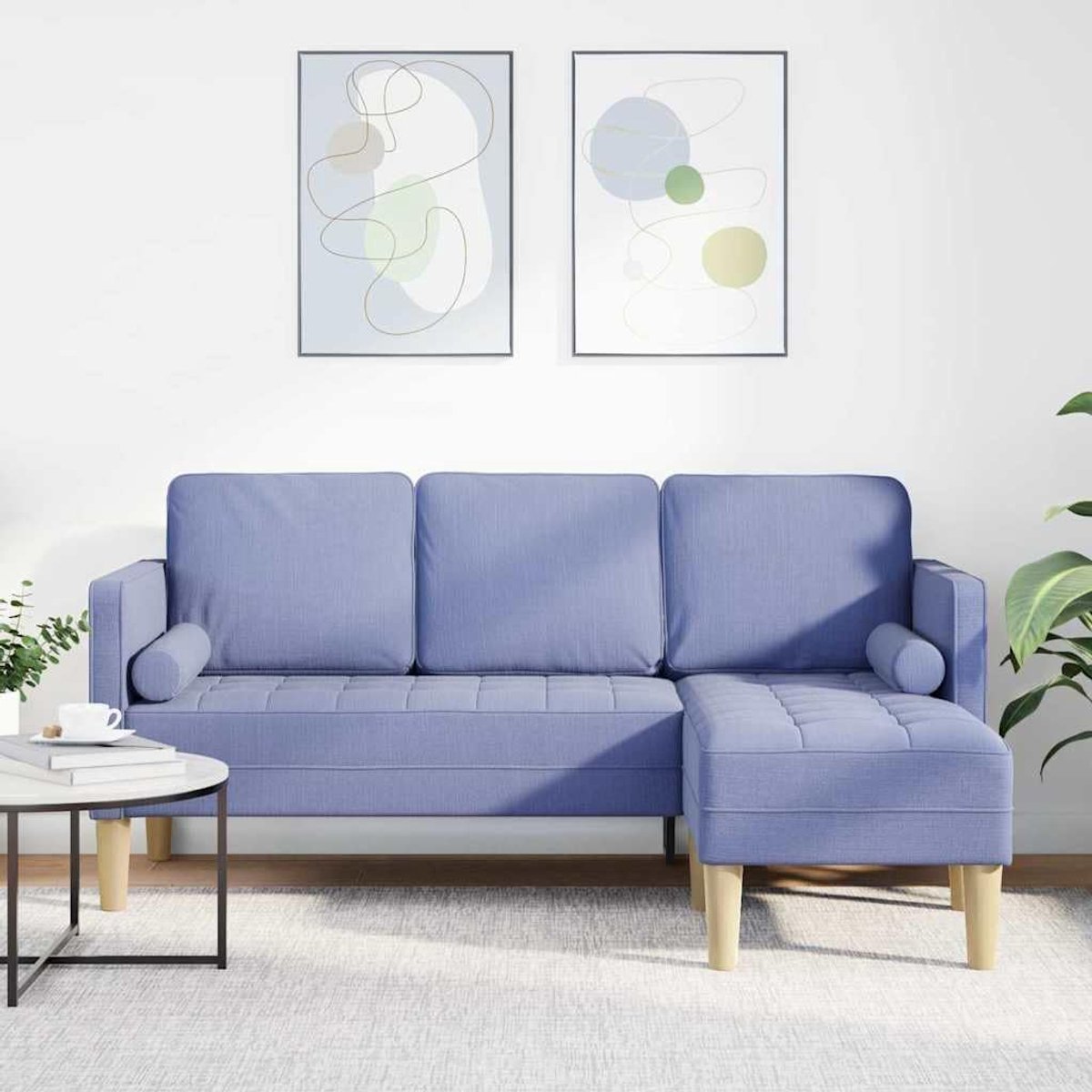 Sofa set 4 stuks met kussens in jeans blauw van polyester voor zitgroep en zitbank