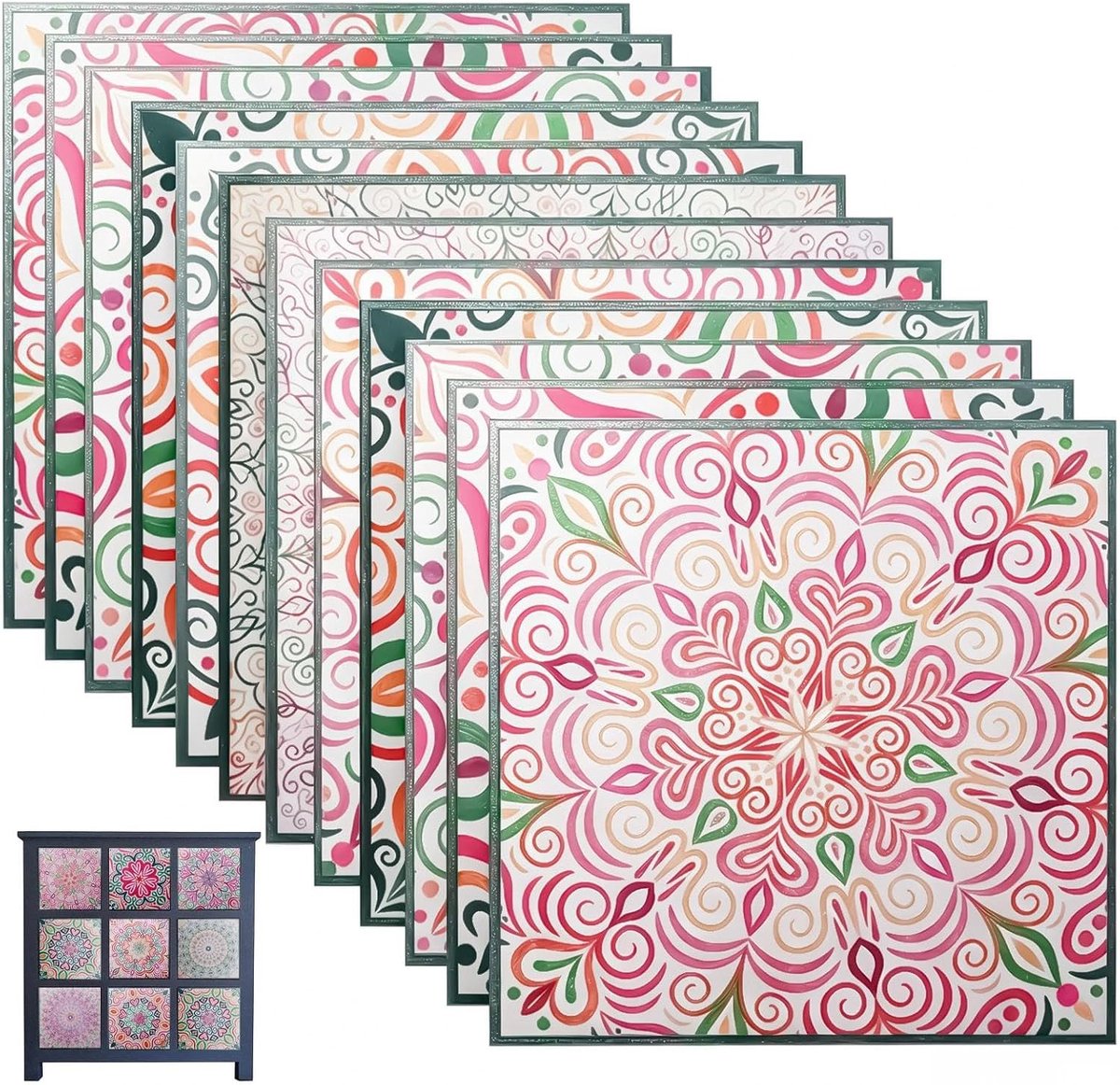 Tegelstickers voor de badkamer, 10 x 10 cm, roze