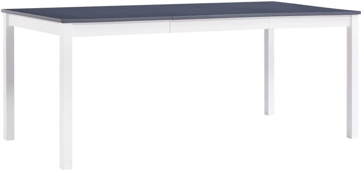 Eettafel, wit en grijs, eettafel, eetkamertafel, keukentafel, houten tafel, eettafel, 180 × 90 × 73 cm, grenenhout
