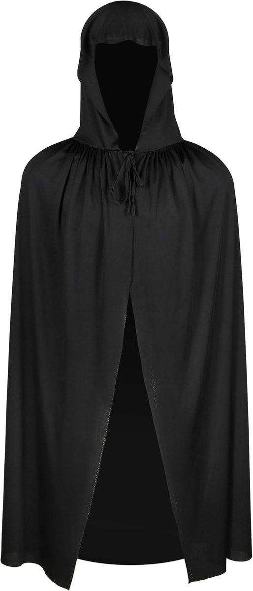 Cape met capuchon, cape als kostuum voor Halloween, carnaval en carnaval, vampierkleding voor kinderen, dames en heren (XXL)