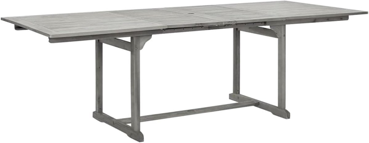 Eettafel, keuken, tuin, outdoor, uitschuifbaar, van acaciahout, grijs, 240 x 100 x 75 cm, tuintafel, uittrekbare eettafel van hout