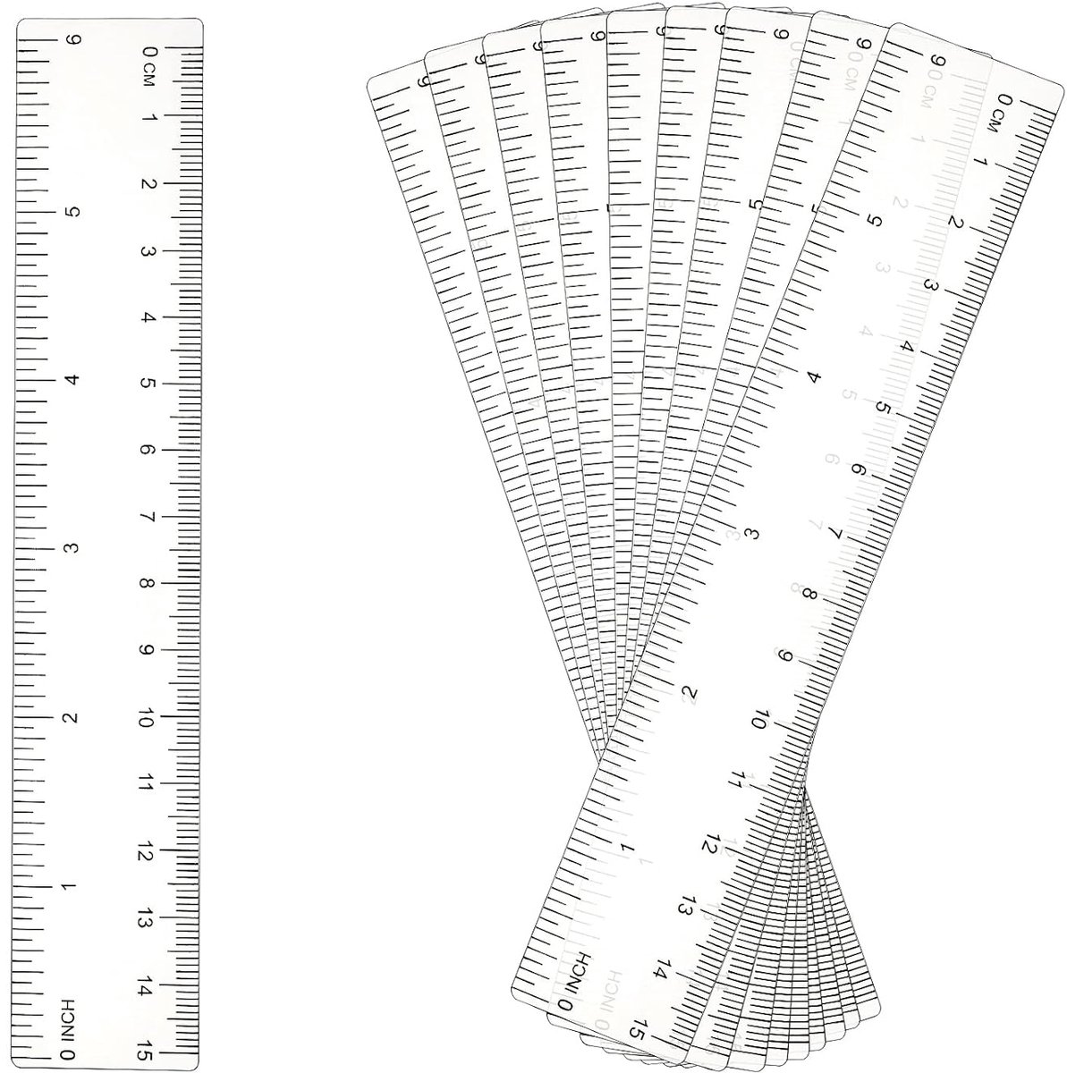 Dailygoods- Liniaal 15 cm - 10 Stuks - Transparant Plastic - Meetinstrument - Duurzaam - Geschikt voor Kantoor/School - Meetlat