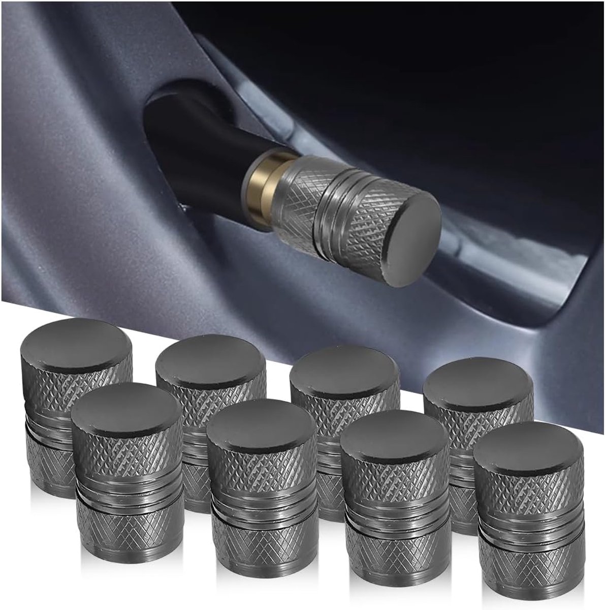 Dailygoods- Ventieldoppen 8 Stuks - Aluminiumlegering - Stofdicht - Corrosiebestendig - Universeel - 12 x 17 mm - Elegante uitstraling - Ventieldop