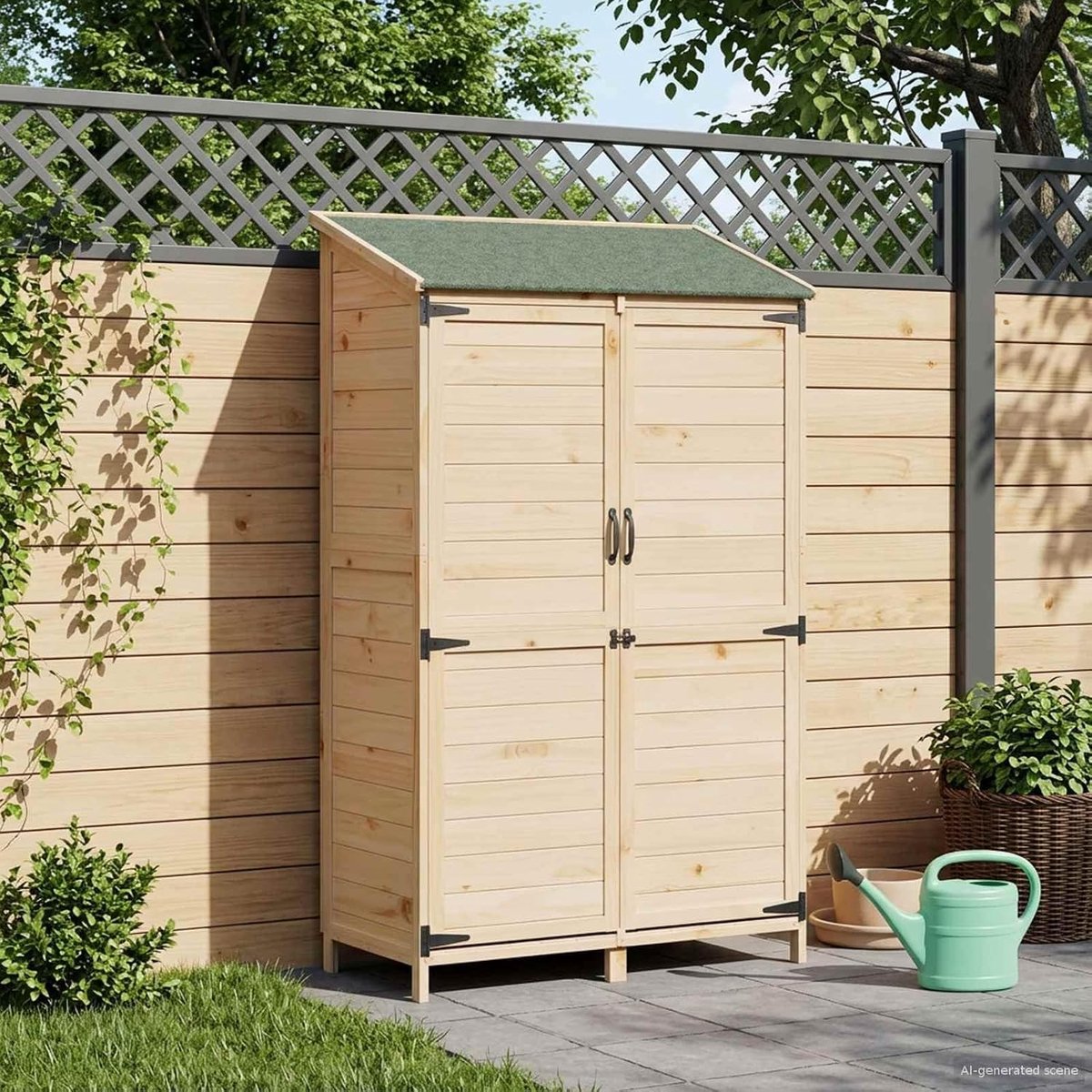 Tuinschuur natuur 106,5 x 56 x 176 cm massief hout sparren