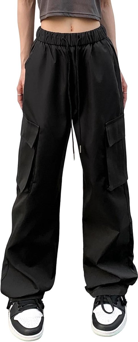 Waterdichte Broek Womens Baggy Y2k Cargo Broek Brede Pijpen Parachute Broek Hoge Taille Lichtgewicht Wandelen