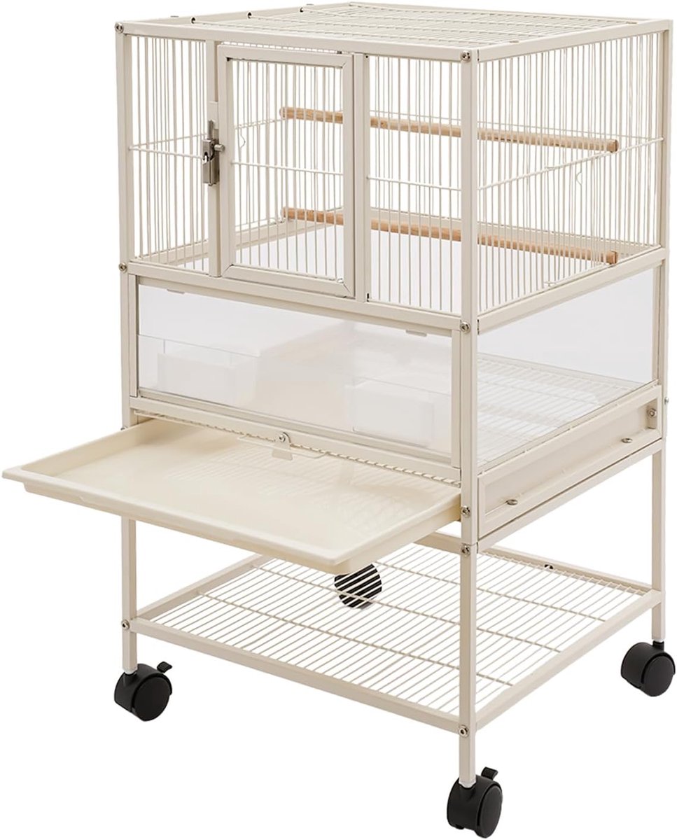Vogelkooi, 48,5 x 46 x 83 cm, vogelvolière, staande grote vogelkooi voor kleine en middelgrote vogels zoals parkieten, parkieten