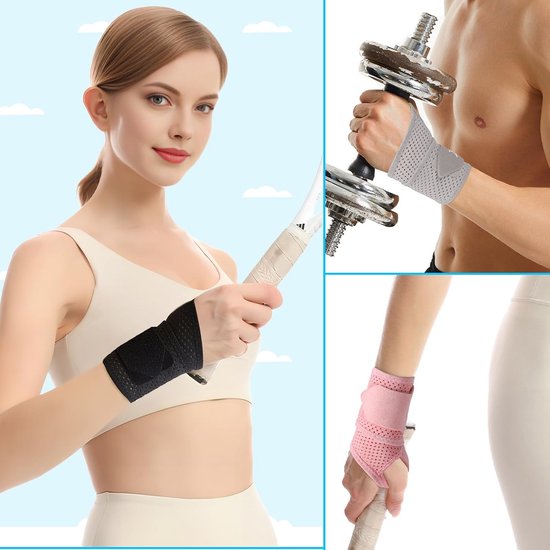 Fitness, ademende bandage pols voor polsverstuikingen voor peesschedeontsteking of sport voor linker- of rechterhand — afbeelding 4