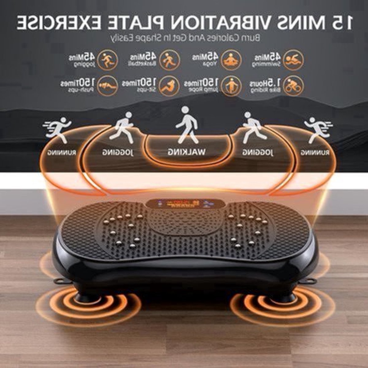 Zwarte Vibrator – Trilmachine – Massager – Spiertrainer – Fitnessapparaat – 3 Intensiteitsstanden – Max. Gewicht 150 kg