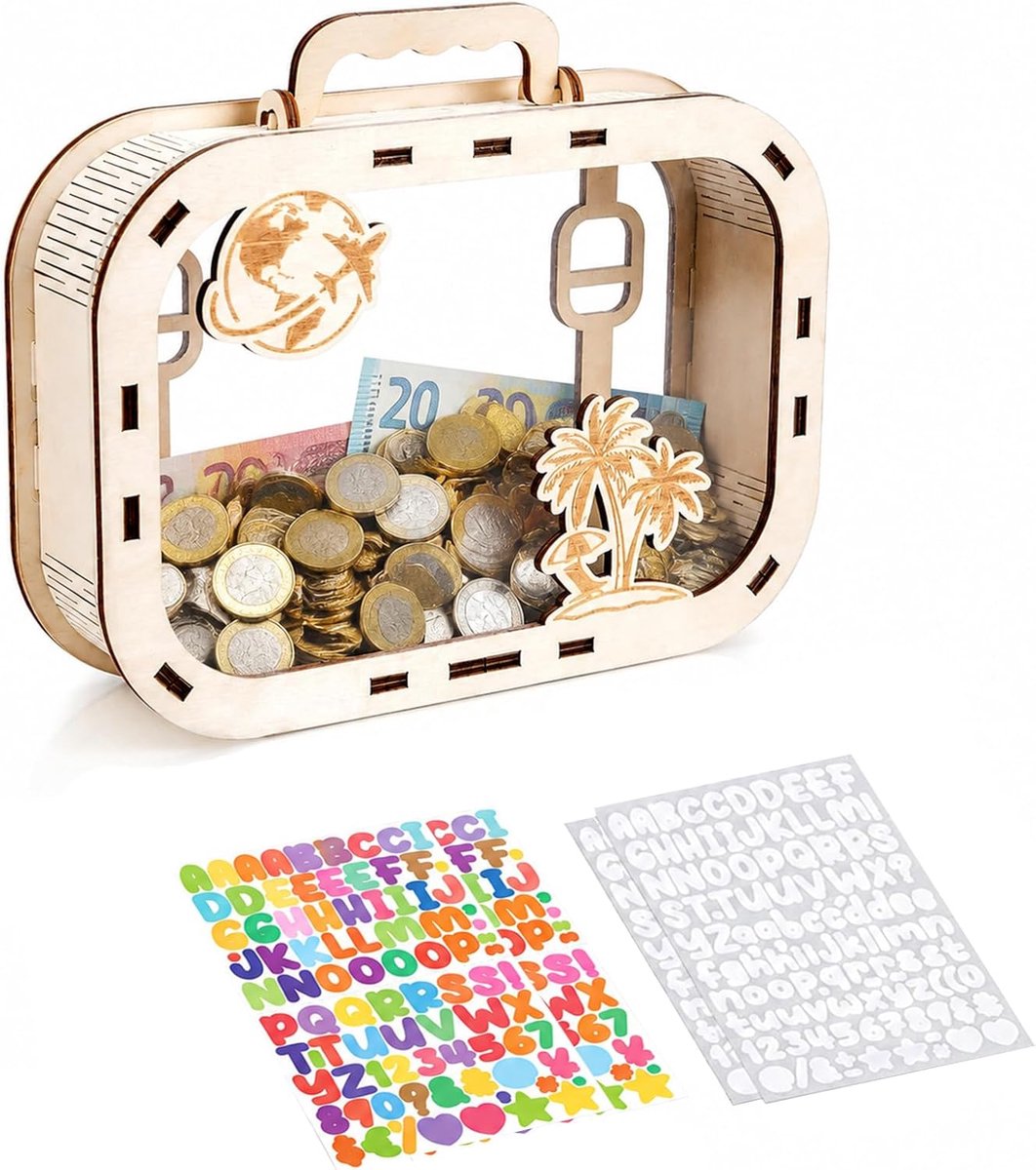 Reisspaarpot met DIY letterstickers 19×14,5×5,3 cm