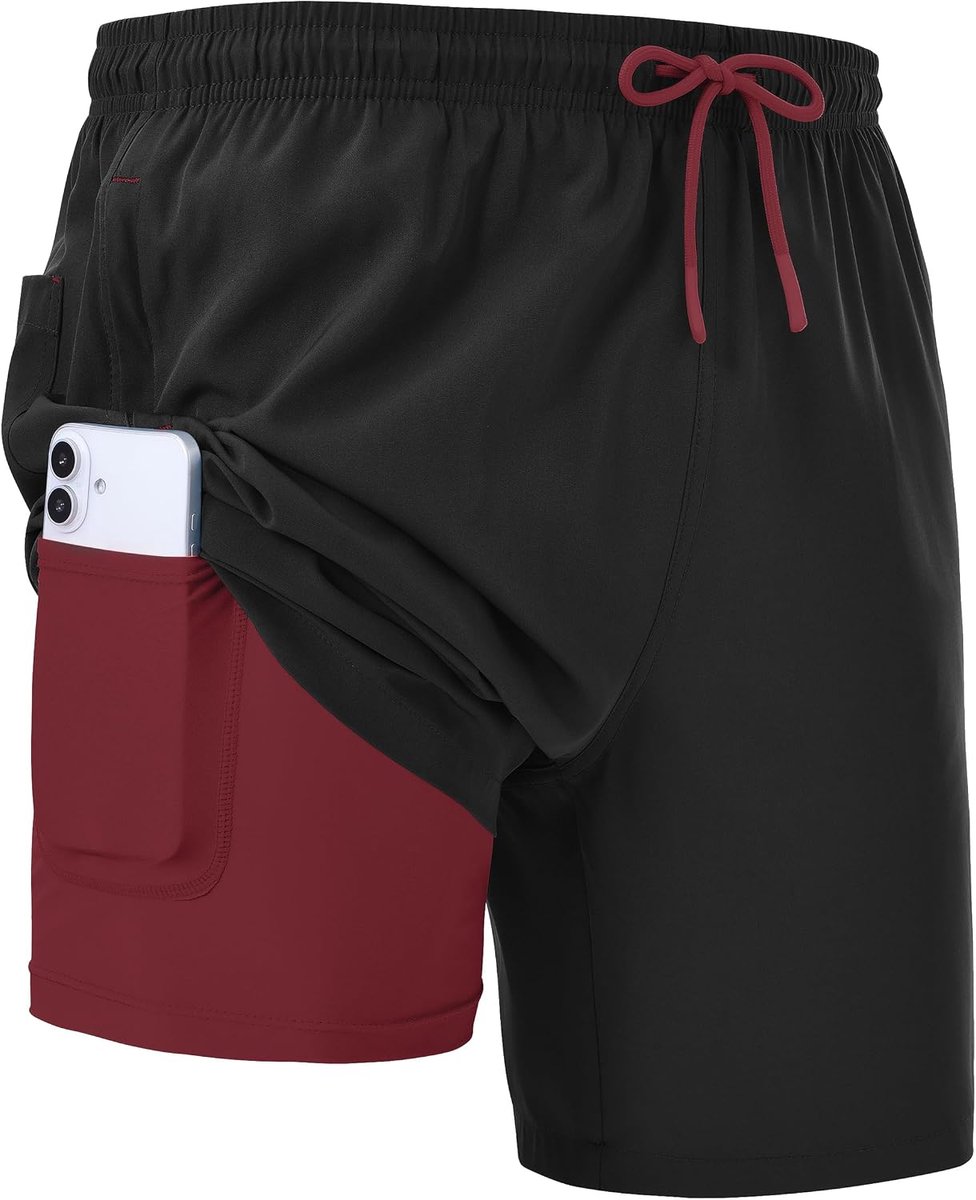 Zwembroek Heren Badbroek Quick Dry 2-in-1 Sportshorts Heren met Compressie Liner Trainingsshorts Mannen Zwemshort Board Shorts Strandshorts