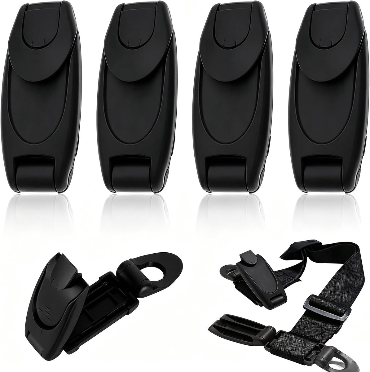 4 Pezzi Donna Incinta, Regolabile In Altezza E Facile Da Installare, Clip Cintura Universale Per Donne Incinte, Bambini, Anziani (Plastica, Nero)