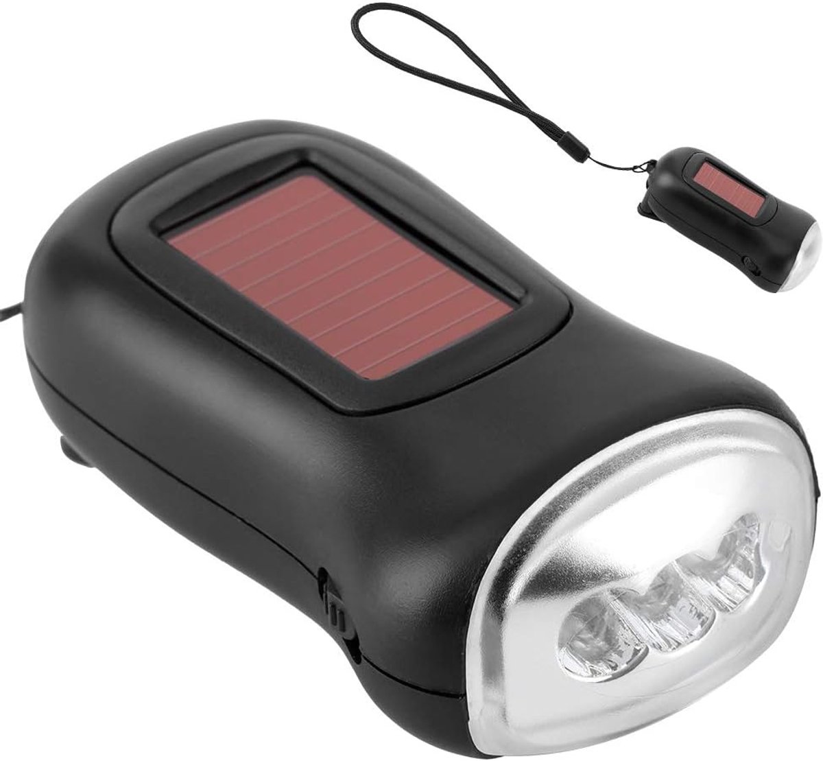 Handslinger Op Zonne-energie Oplaadbare LED-zaklamp, Gear Zelfaangedreven Oplaadzaklamp, LED Noodverlichting Zaklamp voor Camping Outdoor Veiligheid Weer Noodpakket