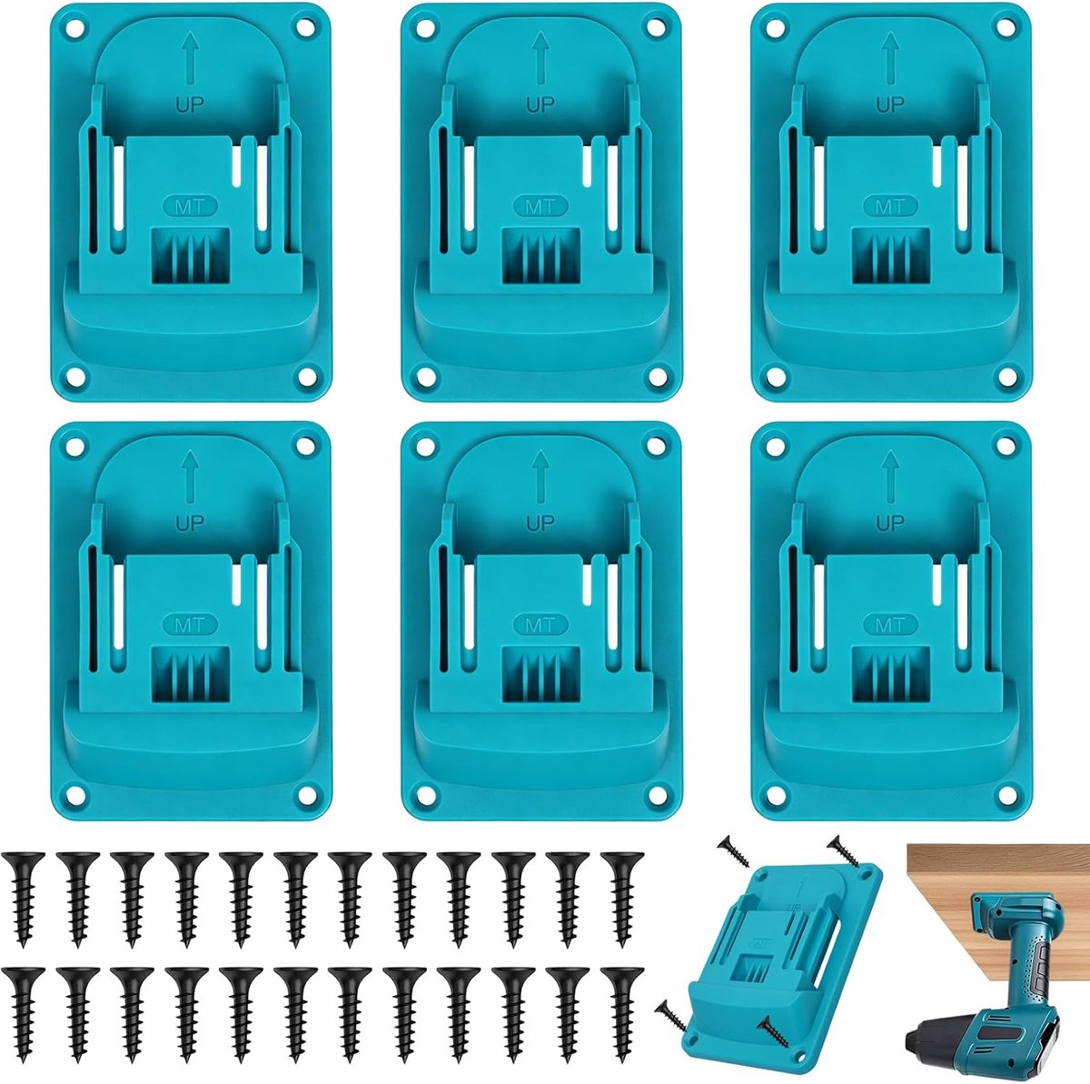 6 stuks wandhouders, gereedschapshouders voor Makita-houder, 18 V accuschroevendraaiers en elektrisch gereedschap, met 24 schroeven, werkplaatsboorhouder voor elektrisch gereedschap, houder voor
