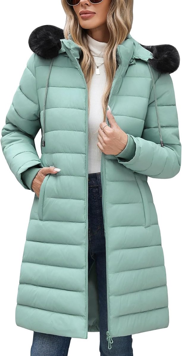 Jassen, winterjassen voor dames, gewatteerde gewatteerde jassen, lange fleece gevoerde jassen met ritssluiting, capuchon, parka, waterafstotend, pufferjas, winddicht, bovenkleding
