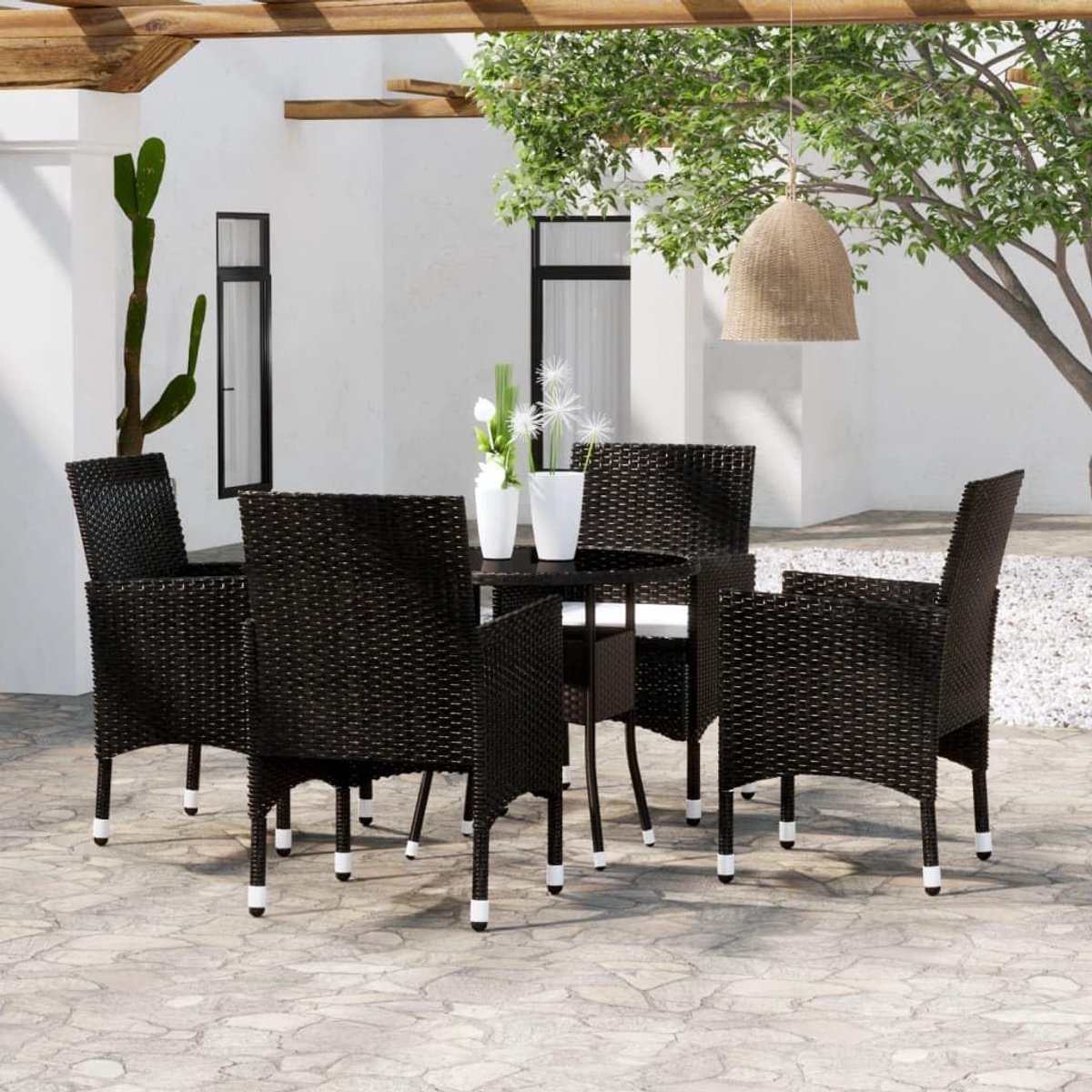 terrasset, tuinmeubelset, tuin-loungemeubelen, 5-delig, voor tuin, terras en balkon
