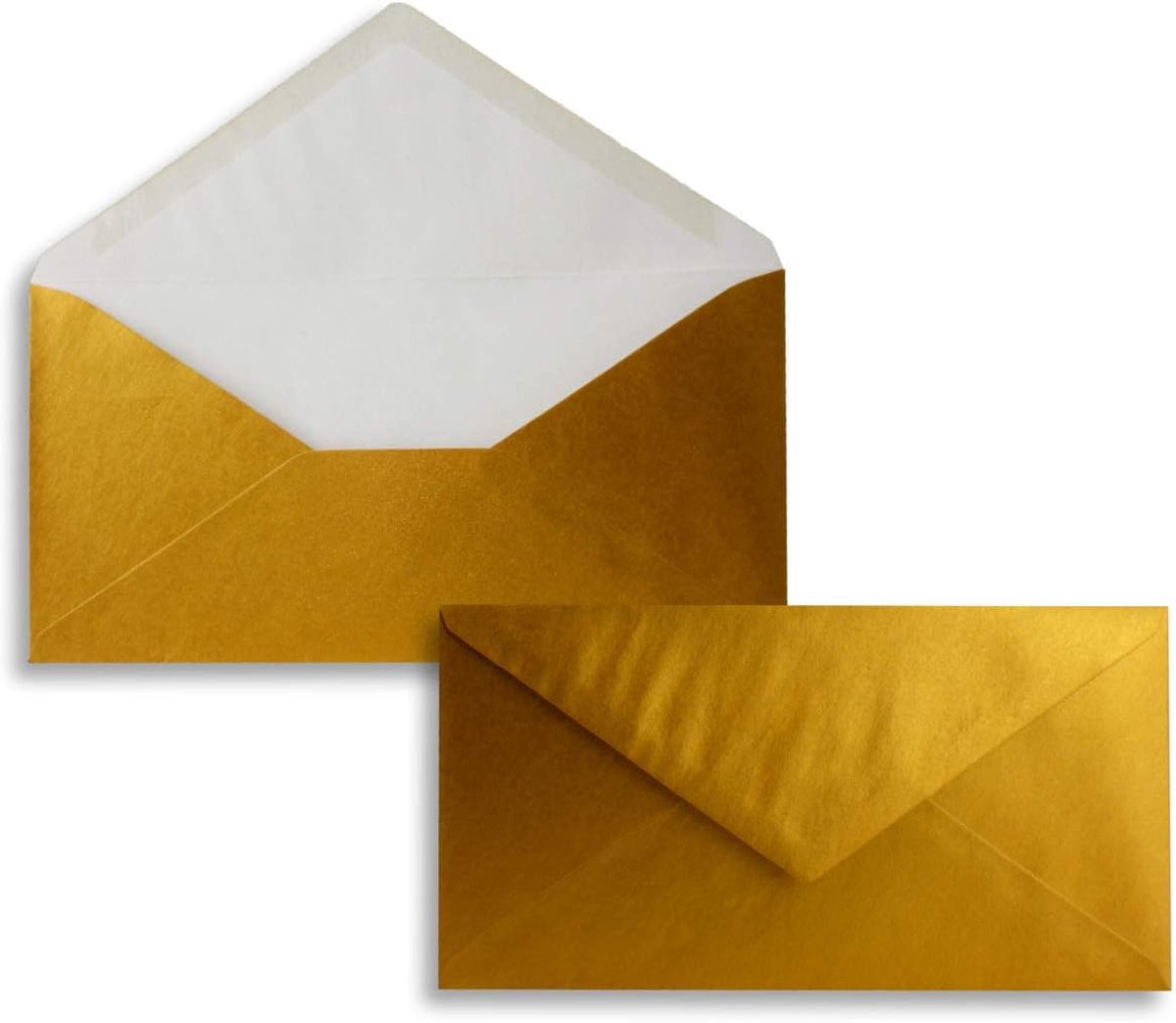 75 enveloppen Gold Metallic DIN lang - 110 x 220 mm (11 x 22 cm) - nat lijmen zonder venster - Ideaal voor uitnodigingskaarten - Serie FarbenFroh