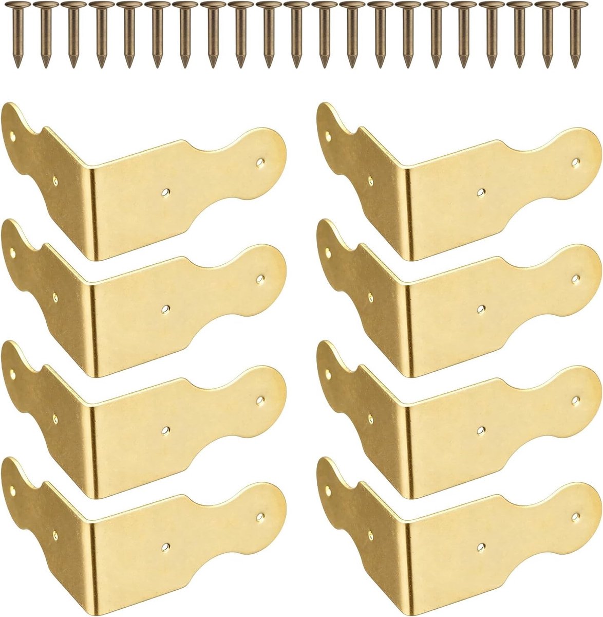 Vintage Hoekbeschermers van Messing voor Meubels, Tafelranden en Sieradenboxen - Set van 8 Stuks voor Extra Bescherming en Stijl