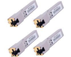 Gigabit SFP naar RJ45 koperen ethernet modulaire transceiver voor Cisco, Meraki, Ubiquiti, D/TP Link, Supermicro, Netgear, Broadcom, 1.25G SFP-T CAT5E/CAT6, 4 stuks
