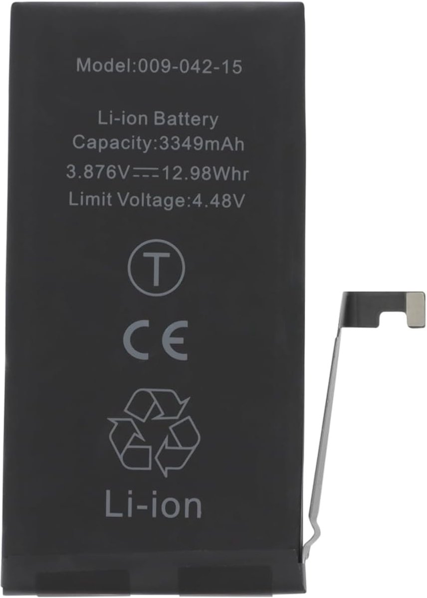 Vervangende batterij voor iPhone 15 - capaciteit 3349 mAh, identieke kwaliteit (TI-chip) - met lijm