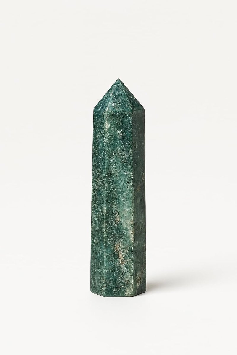 Toren van mosagaat, glazen staaf, mosagaat, zeshoekige kristalzuil, bergkristalstaven, mosagaat, toren (mosagaat, 7-8 cm)
