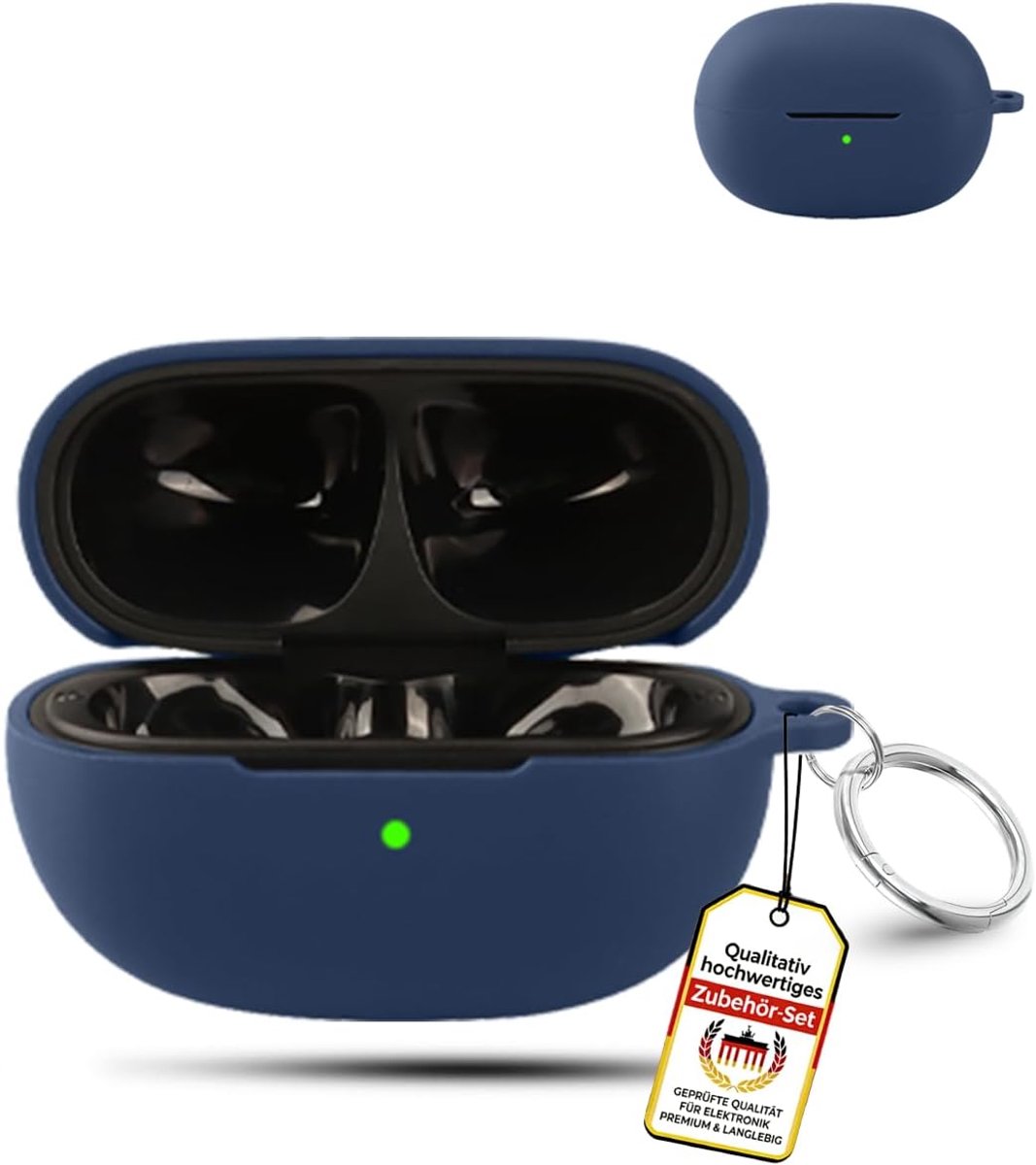 Voor EarFun Clip 2 Wireless Headphones, daunke zachte siliconen beschermhoes, huidvriendelijke etui met karabijnhaak, volledige bescherming, blauw